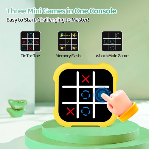 Electronic Tic Tac Toe 3 in 1 Handheld Game Portable Educational Puzzle for Memory and Strategy Development ,Travel Friendly Tic-Tac-Toe Board for Kids Ages 3+