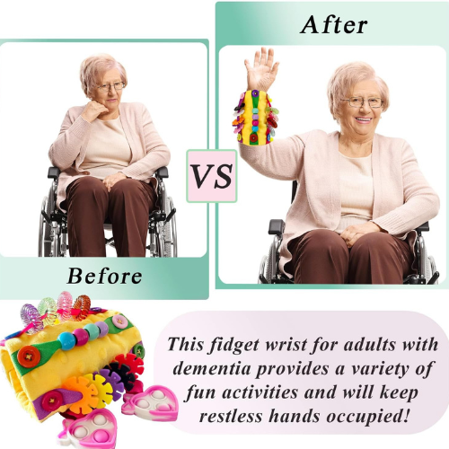 Orange Sensory Fidget Wrist Cuff for Alzheimer’s , Dementia , Autism , ADHD , OCD and Anxiety Relief
