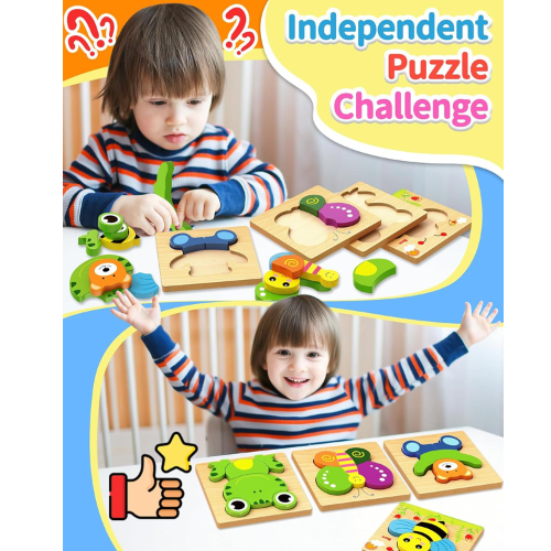 Bekayshad Wooden Animal Puzzles for Toddlers , Learning Toys & Gifts for Boys & Girls