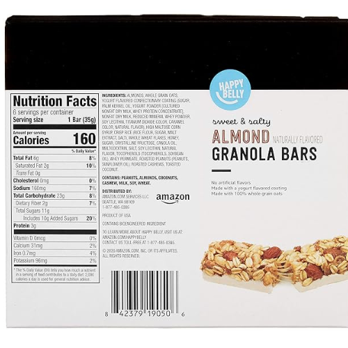 Happy Belly Almond Granola Bars β 6 Pack (1.2 oz Each)