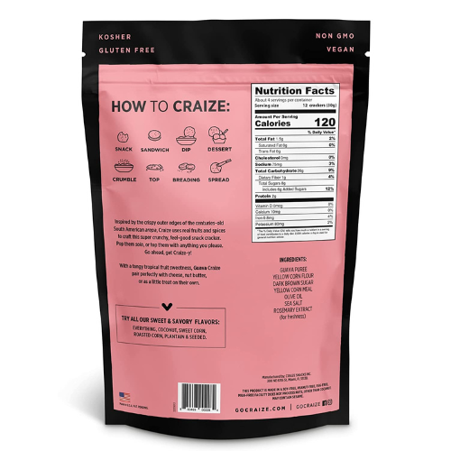 Craize Guava Crisps Gluten Free , Vegan , Kosher , Toasted Corn Crackers 4oz