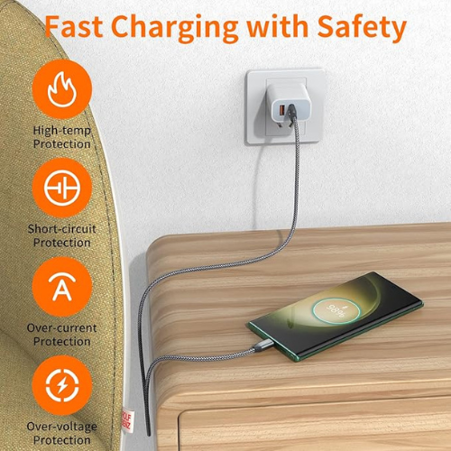 USB A to USB-C Fast Charging Cable β 2-Pack (3.3ft, Braided)