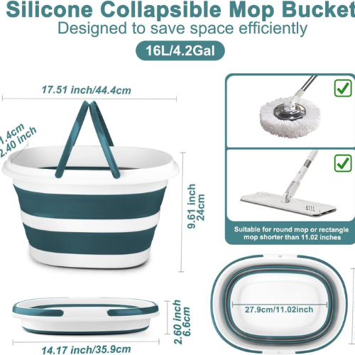 Collapsible Cleaning Bucket , 4.2 Gallon Large Silicone Bucket with Handle.