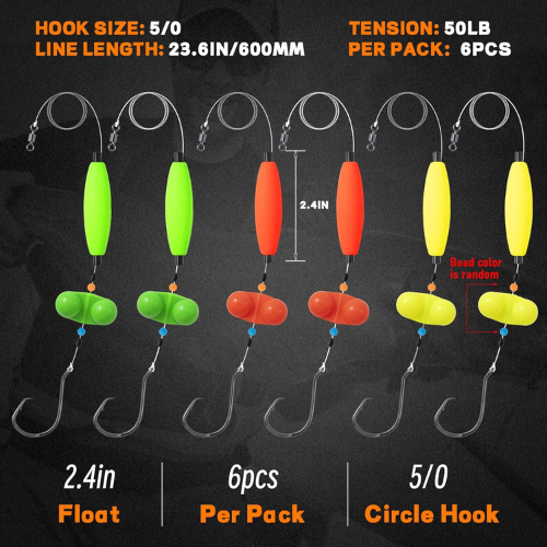 Catfish Rigs – Santee Rig with 5/0 & 6/0 Circle Hooks for Peg Floats, Catfishing Tackle
