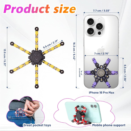 4 Piece Transformable Fidget Spinners  Stress Relief and Sensory Toys