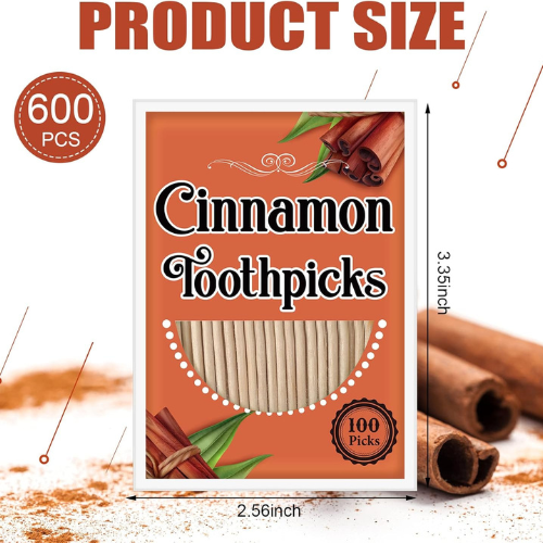 Irenare Cinnamon Flavored Wooden Toothpicks, 600 Count