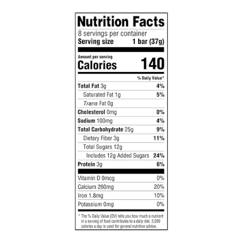 Fruit & Grain Raspberry Cereal Bars – 8 Pack (1.3 oz Each)