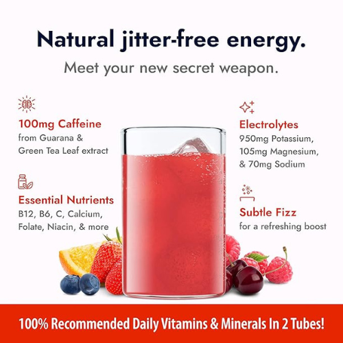 Zipfizz Energy Drink Powder – Fruit Punch, 20 Pack