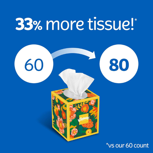 Kleenex Ultra Soft Facial Tissues , 80 Tissues per Box.