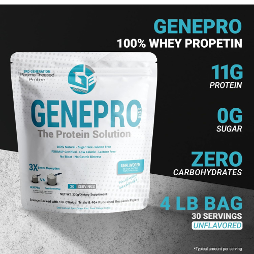 Genepro Unflavored Protein Powder – 3rd Generation, 128 Servings Genepro’s