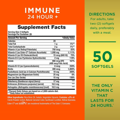 Nature's Bounty Immune 24 Hour - Vitamin C - Ester-C - 50ct