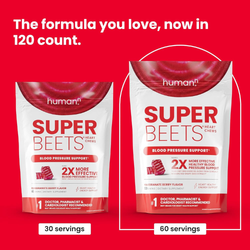 humanN SuperBeets Chews – Blood Pressure & Circulation Support, Non-GMO, 120ct
