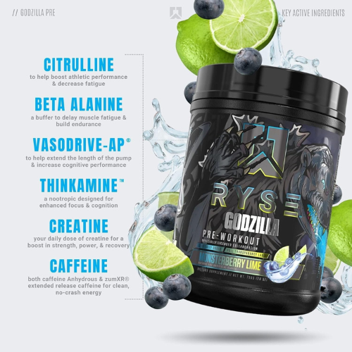 Ryse Noel Deyzel x Godzilla Pre-Workout – 40 Servings (Monsterberry Lime)