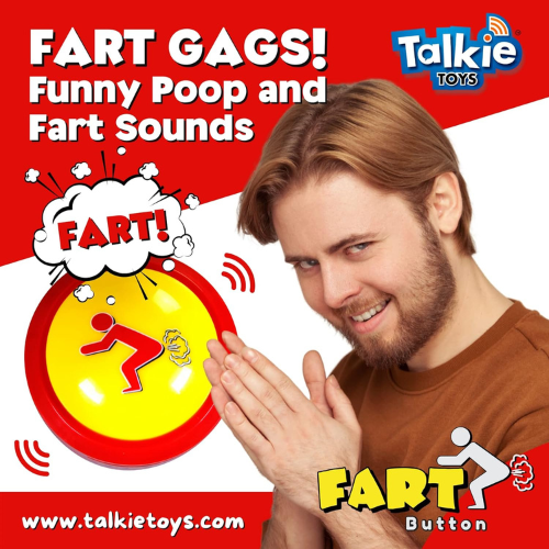 Talkie Toys Fart Button Lights Up with 20 Funny Fart Sounds , Pranks & Stress Relief Toy