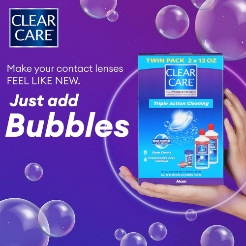 Clear Care Cleaning & Disinfecting Solution with Lens Case – Twin Pack , 12 fl oz Each