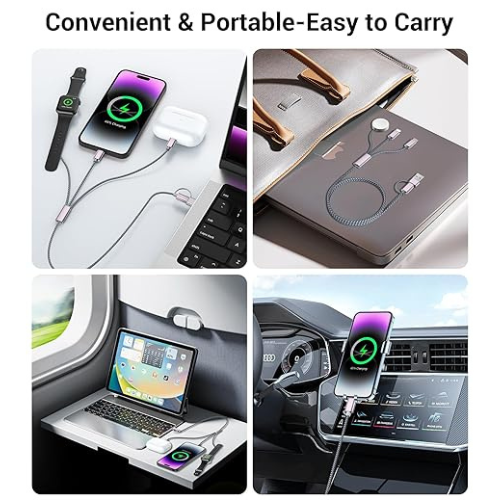 Temdan 3-in-2 USB-C Travel Cable β Apple Watch & iPhone Charger (4FT)