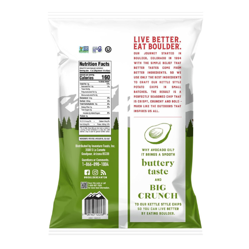 Boulder Canyon Avocado Oil Sea Salt Potato Chips 5.25 oz Bag