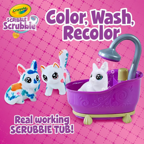Crayola Scribble Scrubbies Tub Set with 4 Pets Fun Arts & Crafts Gift for Boys & Girls.
