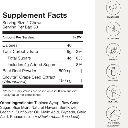 humanN SuperBeets Chews – Blood Pressure & Circulation Support, Non-GMO, 60ct