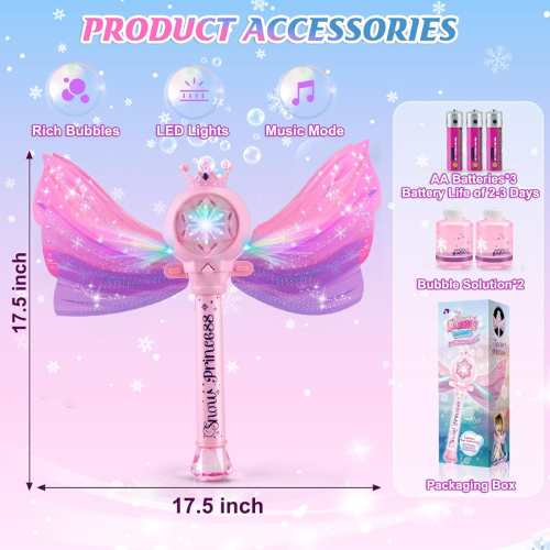 LED Bubble Wands for Kids with Music & Lights & Birthday Gift Toys for Girls.