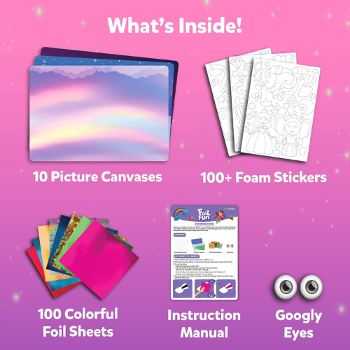 Skillmatics Foil Fun Unicorn & Princess Craft Kit No Mess DIY Art Activity for Kids Ages 4-9 , Travel Friendly Creative Toy & Gift.