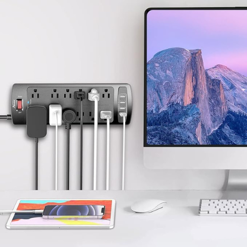 ALESTOR Surge Protector Power Strip – 12 Outlets, 4 USB, 6Ft, 2700J