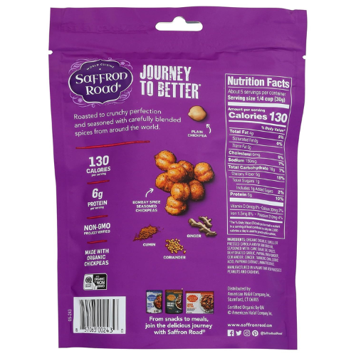 Saffron Road Bombay Spice Crunchy Chickpea Snack 6oz Bag