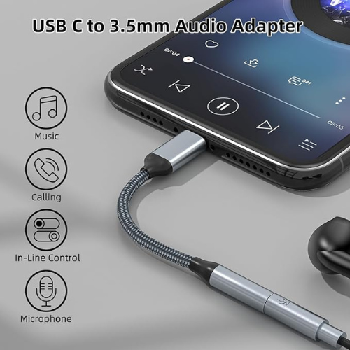 USB-C to 3.5mm Audio Adapter β 2-Pack (Black)