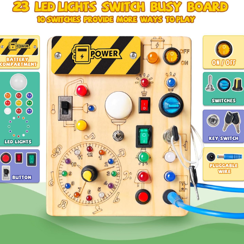 Busy Board Montessori Toy , Perfect Gift for Boys & Girls Ages 1+
