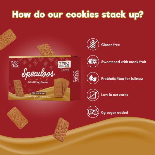 ChocZero Speculoos Cookies  Gluten Free No Added Sugar , (30 Count , 9oz)