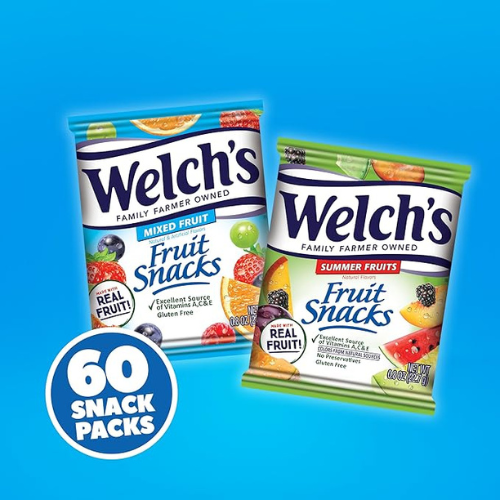 Welch’s Fruit Snacks Variety Pack – 60 Single-Serve Bags (0.8 oz Each)