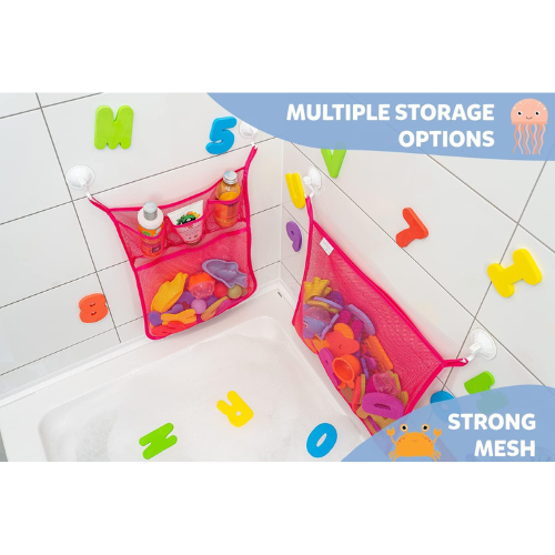 Bathtub Toy Holder Set 2 Mesh Organizers with Ultra Strong Hooks