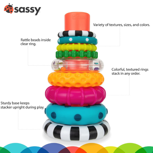 Sassy Stacks of Circles , 9 Piece Stacking Ring STEM Learning Toy
