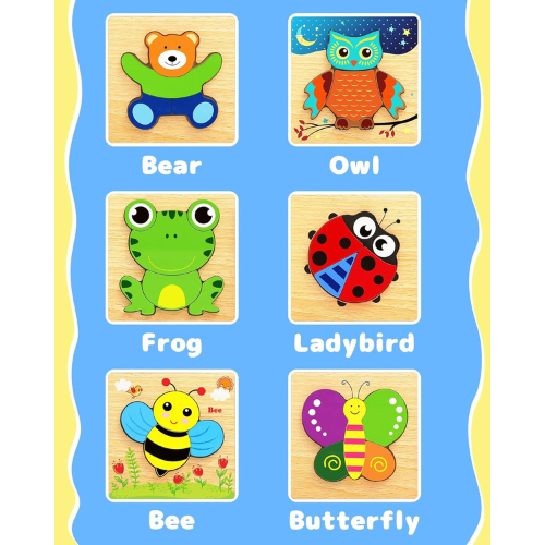 Bekayshad Wooden Animal Puzzles for Toddlers , Learning Toys & Gifts for Boys & Girls