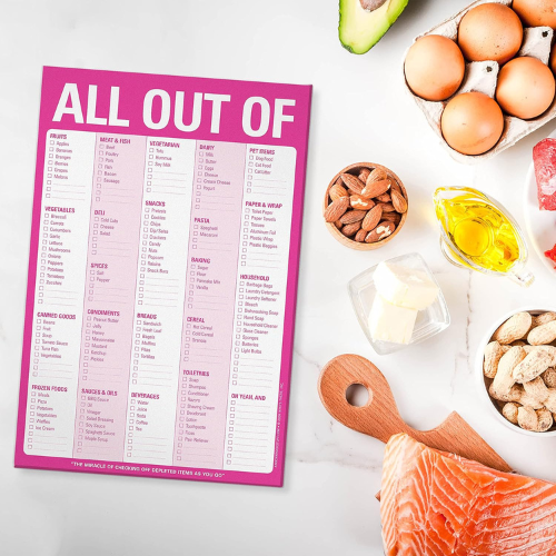 Knock Knock All Out Of Pad Grocery List Note Pad , 6 x 9 inches (Pink)