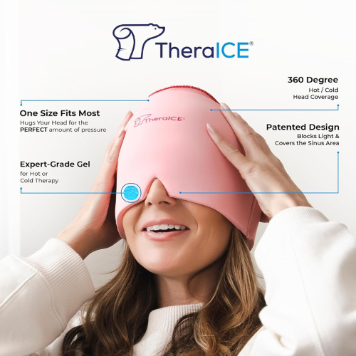 TheraICE Headache Relief Cap Cooling Gel Mask for Migraines , Stress and Pain Relief , Ideal Gift for Women
