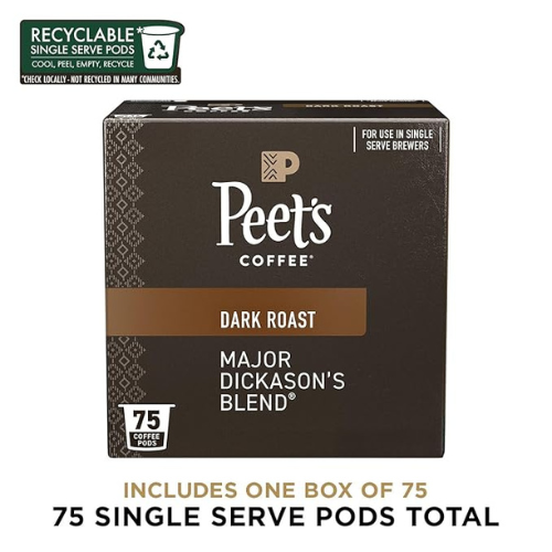 Peet’s Coffee Pods – Major Dickason’s Blend, Dark Roast, 75 Ct
