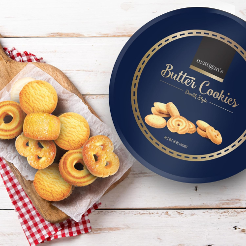 Mattigan's Traditional Danish Butter Cookies 16 Oz Tin