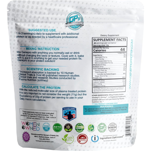 Genepro Unflavored Protein Powder – 3rd Generation, 45 Servings