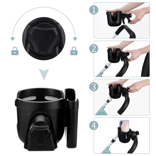 Suranew Universal Adjustable Stroller Cup and Phone Holder