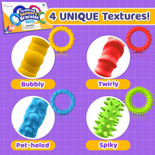 4-Pack Stretchy Sensory Fidget Bracelets for Kids and Adults