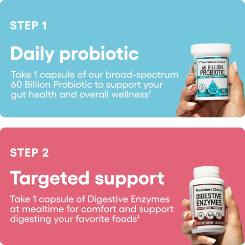 Physician's CHOICE Gut Health Bundle – Probiotics & Enzymes for Digestive Support, 90ct