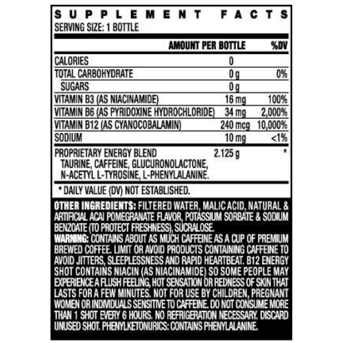 Energy Shot Acai & Pomegranate Stacker 2 B12 – 2oz, Case Pack of 24
