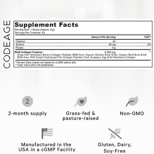 Codeage Multi Collagen Protein Powder – Hydrolyzed, Non-GMO, 20 Ounces
