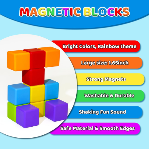 Magnetic Building Blocks , 12 Piece Large 1.65".