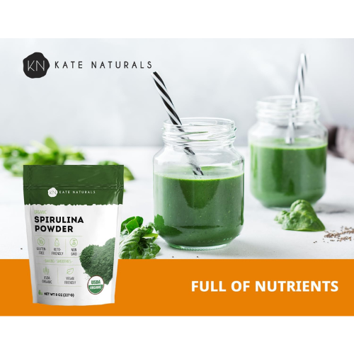 Kate Naturals Organic Spirulina Powder – 8 oz USDA Certified