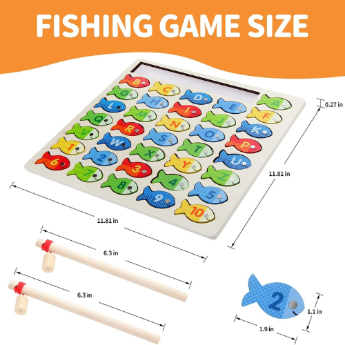 Wooden Magnetic Fishing Game for Toddlers , Preschool Learning Gift for Kids.