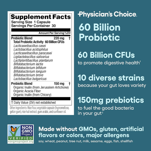 Physician's CHOICE Gut Health Bundle – Probiotics & Enzymes for Digestive Support, 90ct