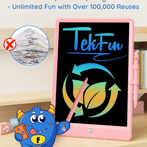 TEKFUN 10" LCD Colorful Drawing Tablet for Kids Pink