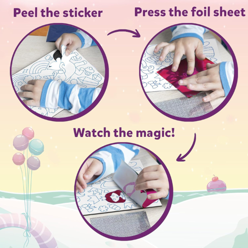 Skillmatics Foil Fun Unicorn & Princess Craft Kit No Mess DIY Art Activity for Kids Ages 4-9 , Travel Friendly Creative Toy & Gift.